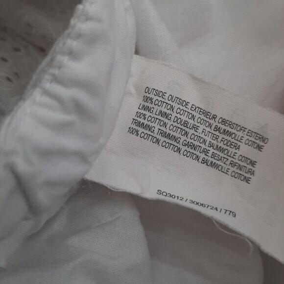 ESPRIT 100% Cotton Floral Eyelet Pleated Knee Length Skirt White Sz 4 - Picture 15 of 15